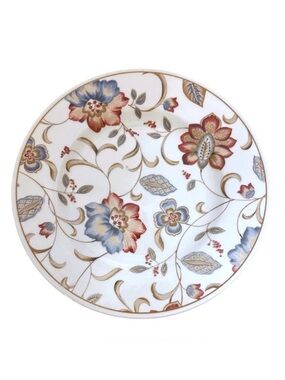 Queens Earthenware Floral Salad Dessert Plates 8.5” Set of 4 Made in Colombia